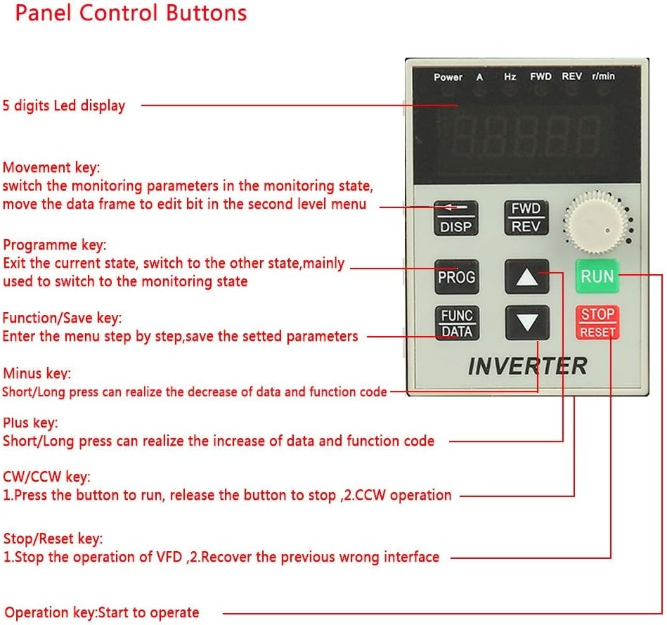Jadeshay 220 VAC Frequentieomvormer 1 Fasig Ingang 3-fasige Uitgang Frequentieregelaar VFD-snelheidsregelaar voor 3-fasige 2.2 kW Wisselstroommotor