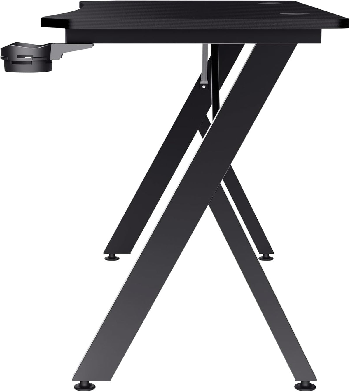 Trust Gaming GXT 712 Dynamus Gaming Bureau 120 x 60 cm, Gaming Desk met Headsethaak en Bekerhouder, Metalen Frame, Gaten voor Kabelbeheer, Office Desk voor Kantoor Studie Streaming Werk, Zwart