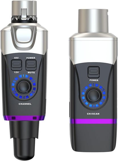 Xvive U35C XLR Plug-on Draadloos Systeem voor Condensatormicrofoon met 48V/12V Fantoomvoeding (5,8 GHz)