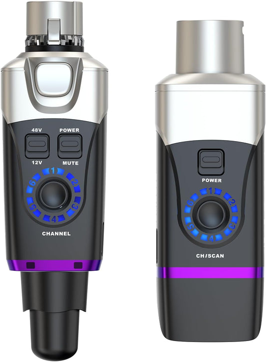 Xvive U35C XLR Plug-on Draadloos Systeem voor Condensatormicrofoon met 48V/12V Fantoomvoeding (5,8 GHz)