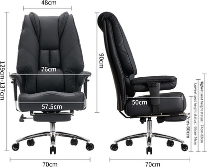 Bureaustoel – Kantoorstoel – Directiestoel – Werkstoel – Gamingstoel – XXL Zitting 57,5 cm – Ergonomische Hoge Rugleuning met Lendesteun