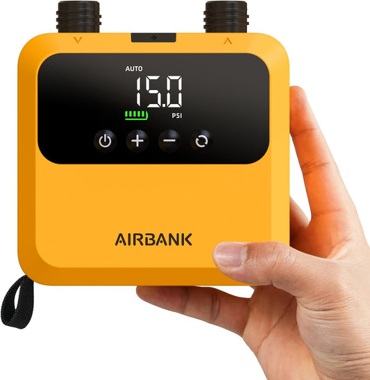 AIRBANK Mini Paddle Board Pomp PULSE Pro, Super Kleine Oplaadbare SUP-pomp, Elektrisch Draagbaar, MAX 20PSI, Snelle Inflatie, Borstelloze Motor Luchtpomp voor Kajak, Boten, Tent, Kite Vleugels (oranje