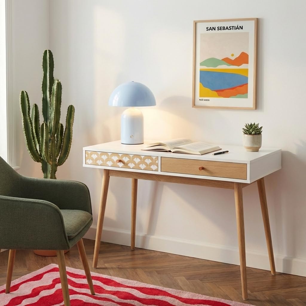 BAÏTA - Bureau Utah wit en eikeneffect, 100 cm
