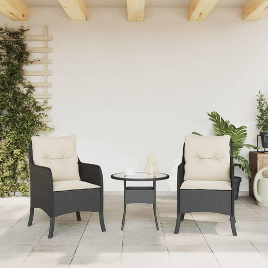 Gecheer Garden Chairs with Cushion 2 Pieces Black Poly Rattan Garden Chair Poly Rattan Garden Chair Rattan Garden Chairs Rattan Garden Chairs - QUORE