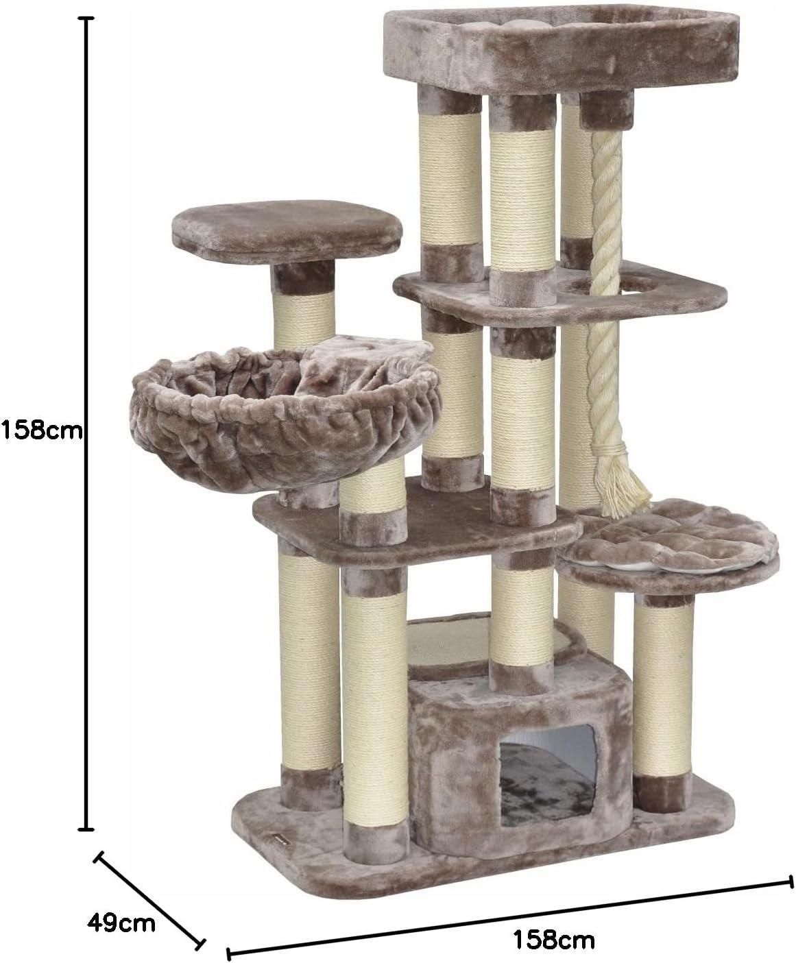 Kattenboom – Krabpaal – Kattenmeubel – Kattenklimpaal – Kattenhuis – Extra Stevig En Stabiel – XL Afmetingen Voor Grote Katten