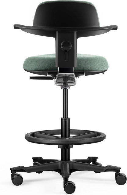 hjh OFFICE Ergonomische werkstoel TOP WORK 40 – Stoel met in hoogte verstelbare rugleuning, verstelbare zitneiging en zitdiepte, in hoogte verstelbare voetenring, Groen