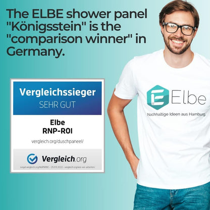 Elbe® LED-douchepaneel in geborsteld 304 roestvrij staal met 4 functies voor nog meer wellness en ontspanning in uw eigen badkamer