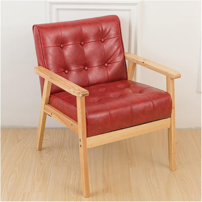 Fauteuil – Sessel – Stoel – Leunstoel – Lounge Chair – Massief Houten Frame – PU-Lederen Bekleding