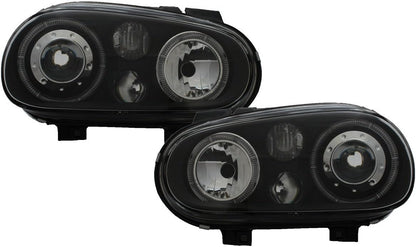 Set Koplampen passend voor Volkswagen Golf IV 1998-2003 - Zwart - incl. Angel-Eyes
