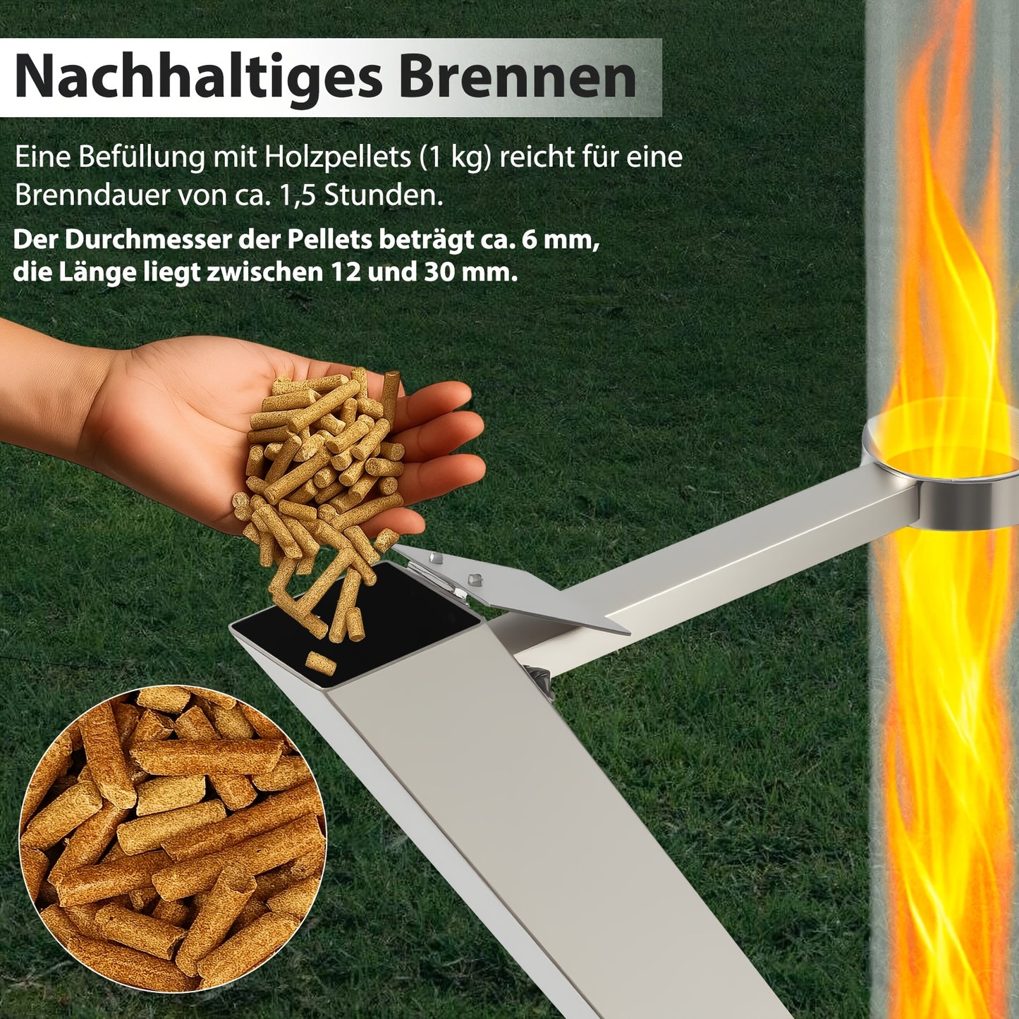 Tuinhaard – Terrashaard – Buitenhaard – Vuurkolom – Tuinkachel – RVS Metalen Constructie – Regelbare Vlamhoogte Zonder Elektriciteit