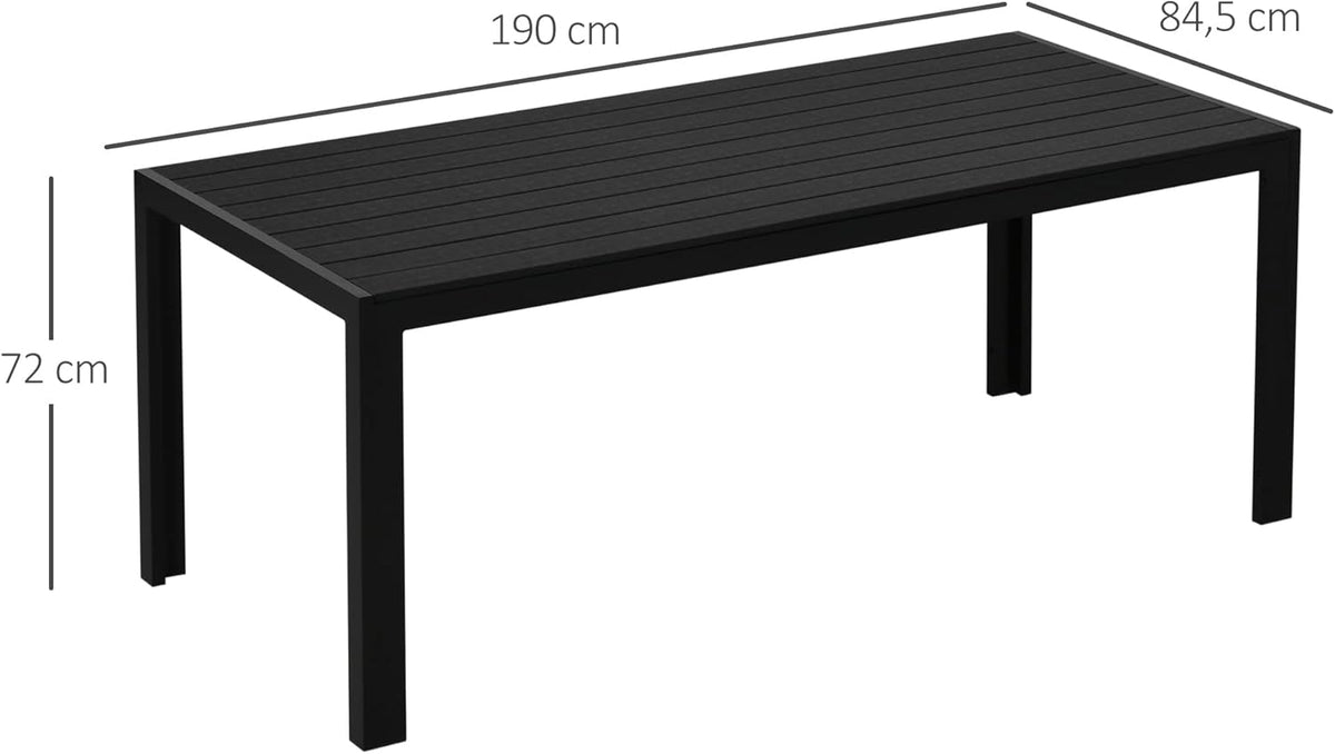 Outsunny garden table aluminum table garden terrace wood-plastic WPC Non-wood black - QUORE