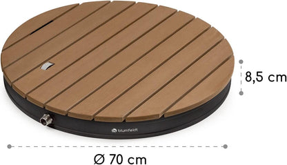 blumfeldt Cool Breeze - tuindouche, campingdouche, WPC, aluminium, houtlook, draaggreep, tuindouche, buitendouche, rond zwart