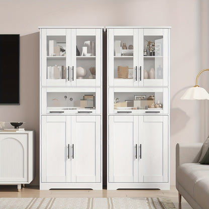 Badkamerkast – Badkamermeubel – Kolomkast – Opbergkast – Spiegelkast – Vrijstaand – Met Glazen Deuren – Verstelbare Planken – Metalen Frame – Modern Design