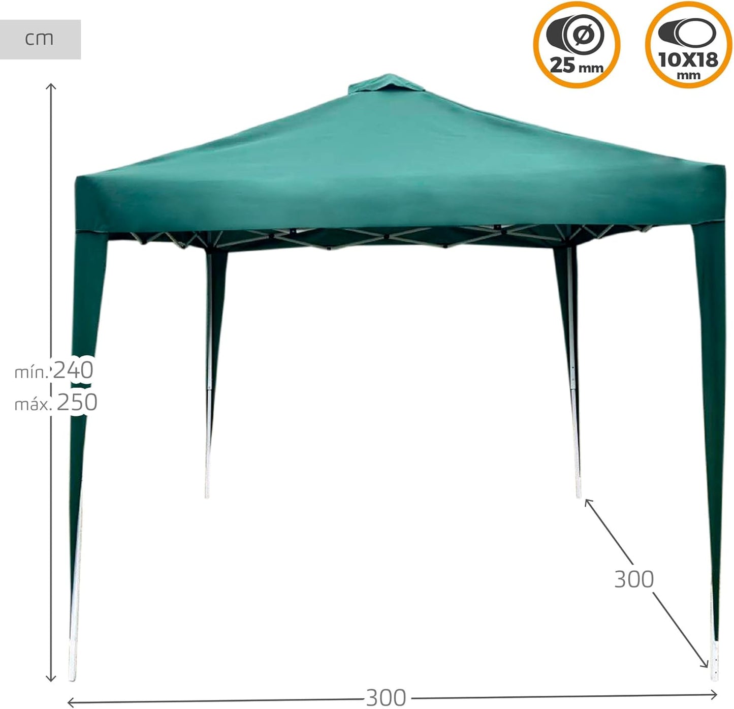 Aktive 61056 vouwpaviljoen 3 x 3 m, tuinpaviljoen 300 x 300 x 240 cm, groen 150 gram, ventilatiedak, montage 10 minuten