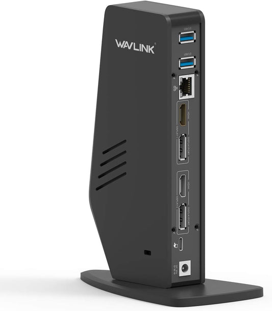WAVLINK USB 3.0 / USB C Universal Docking Station ondersteunt dubbele 4K-video-uitvoer (2 DisplayPort-poorten en 2 HDMI, Gigabit Ethernet, 5 USB3.0-poorten, 2-in-1 audio) vanaf laptop, pc of Mac