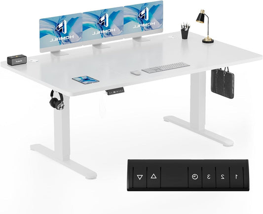 Zit Sta Bureau – Elektrisch Bureau – Hoogte Verstelbaar Bureau – Staand Bureau – Computerbureau – 180 x 80 cm – Geheugenfunctie – Wit Tafelblad - QUORE
