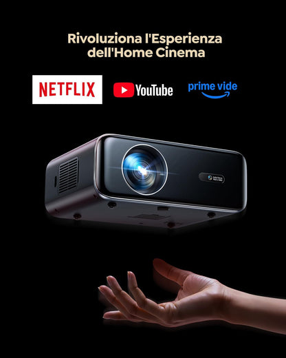 WiMiUS Beamer [Netflix Officieel/Dolby/Autofocus] Smart Projector 4K ondersteuning, WiFi Bluetooth videoprojector Full HD 1080P native draagbaar met Auto Keystone / Zoom 50% / HDMI ARC / CEC voor