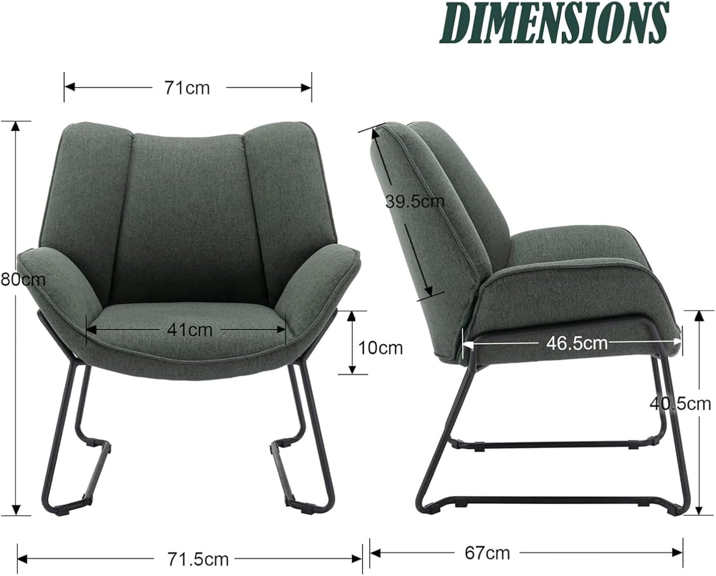 chairus Linen Armchair for Living Room Upholstered Bath Chair Single Occasional Accent Chair with Metal Legs (Green) - QUORE