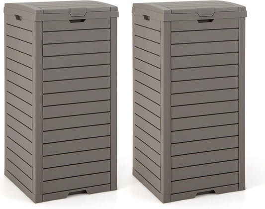 FANTASK Set van 2 outdoor vuilniscontainers, 118 l, vuilnisemmer met deksel, waterdichte vuilnisemmer met uittrekbare vloeistofschaal en handvat, vuilnisemmer buiten, voor veranda, achtertuin, terras