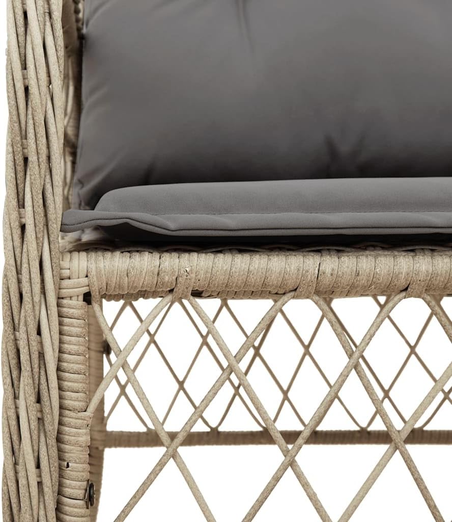Garden Chairs with Cushions 2 Pieces Mix Beige Poly Rattan Garden Chairs Weatherproof Wood Garden Furniture Balcony Patio Patio Stacking Chair Armchair - QUORE