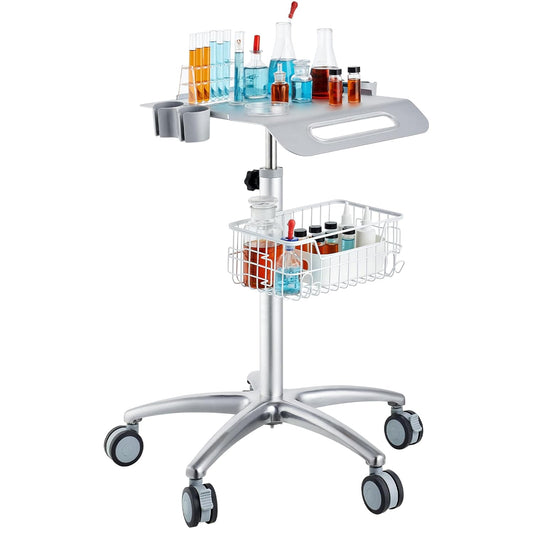 VEVOR Medische wagen, salonwagen met wielen, mobiele rolwagen, 68-109 cm, in hoogte verstelbaar, metalen salonstations voor kappers, rollende desktop-laboratoriumwagen voor kliniek, schoonheid en