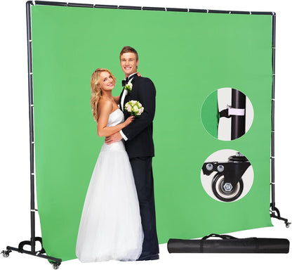Verplaatsbare Groene Scherm Achtergrond Stand met Wielen voor Studio Portret Product Fotografie, Chromakey, Speciale Effecten Opnames, Stage Party Achtergrond, Game Live Streaming, Zoom