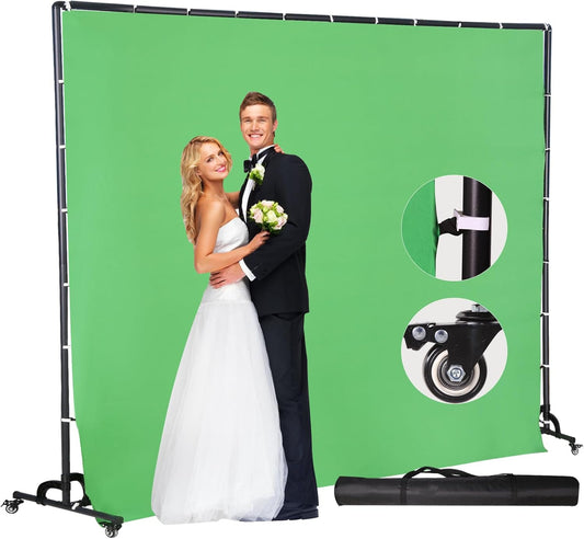 Verplaatsbare Groene Scherm Achtergrond Stand met Wielen voor Studio Portret Product Fotografie, Chromakey, Speciale Effecten Opnames, Stage Party Achtergrond, Game Live Streaming, Zoom