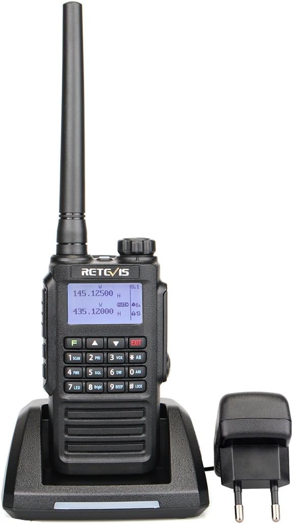 Retevis RT87 Walkie Talkie Waterdicht IP67 Dual Band 5W Portofoons 2 m/70 cm 1200 mAh Batterij 128 Kanalen FM Radio Oplaadbaar Amateur radio (1 Stuk, Zwart)