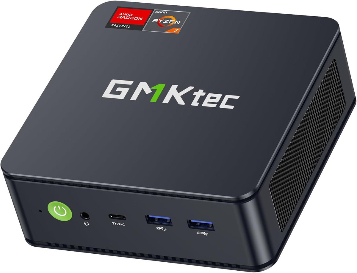 GMKtec AMD Ryzen 7 Mini PC W-11 Pro 7730U(Schlagen Sie Ryzen 7 5825U) (8 C/16 T4,50 GHz), M5 Ultra Dual LAN 2.5G Mini Computer, 32GB DDR4 RAM+1TB PCIe-SSD, WiFi 6, USB 3.2, USB-C, BT 5.2, DP, HDMI