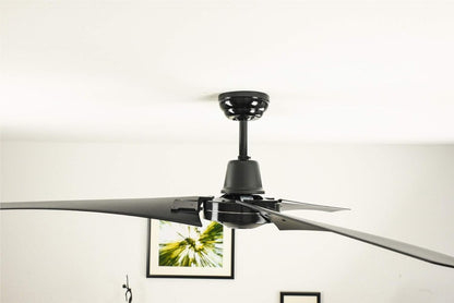 Plafondventilator Vourdries industrieel design, zwart, Ø 142 cm, met afstandsbediening, zonder verlichting