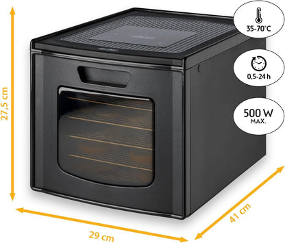 TZS First Austria Dehydrator - Dehydrator voor fruit, groenten en vlees - Digitaal met timer en temperatuurregeling 35-70°C - 6 roestvrijstalen niveaus, dehydrator met timer