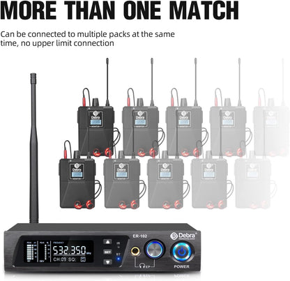 D Debra PRO ER-102 UHF Draadloze In-ear Monitor - Enkel Kanaal met Zender & Ontvanger voor Podium, Studio, Muzikanten (1 Bodypack)