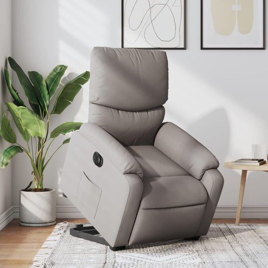 Relaxstoel Met Opstahulp – Elektrische Relaxstoel – Ligstoel – Tv-Stoel – Enkelvoudige Relaxstoel – Elektrisch Kantelsysteem – Taupe Stof – Maximaal 135 Graden Verstelbaar
