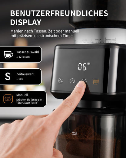 Elektrische Koffiemolen – Koffiemolen – Bonenmaler – Koffiegrinder – Koffiebonenmaler – 51 Maalstanden – Conisch RVS Maalwerk