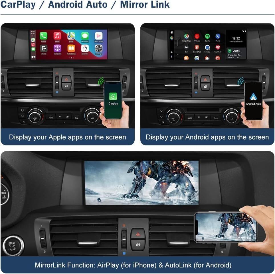 Ninetom Apple Carplay Draadloze adapter, decoder voor BMW NBT-systeem, X1, X3, X4, X5, X6-serie 2012-2016 jaar, ondersteunt draadloze Android Auto, Mirrorlink, GPS-navigatie, Siri, achteruitrijcamera