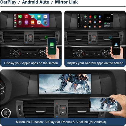 Ninetom Apple Carplay Draadloze adapter, decoder voor BMW NBT-systeem, X1, X3, X4, X5, X6-serie 2012-2016 jaar, ondersteunt draadloze Android Auto, Mirrorlink, GPS-navigatie, Siri, achteruitrijcamera