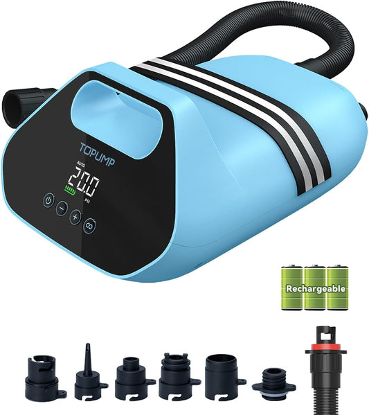 Herlaadbare Lucht pomp SUP TPS300, 20PSI Elektrische pomp voor paddle boards, 96,2 Wh, Type-C, Tweestaps opblaas- en leegpompen voor paddle boards, opblaasbare tenten, boten