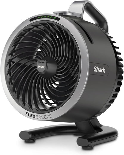 Shark FlexBreeze HydroGo, krachtige draagbare ventilator met verneveling, koeling binnen en buiten, stil en duurzaam, snoerloos, compact en lichtgewicht, luchtstroom tot 20 m, houtskool FA050EU