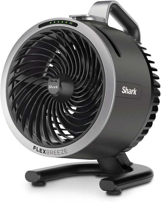 Shark FlexBreeze HydroGo, krachtige draagbare ventilator met verneveling, koeling binnen en buiten, stil en duurzaam, snoerloos, compact en lichtgewicht, luchtstroom tot 20 m, houtskool FA050EU