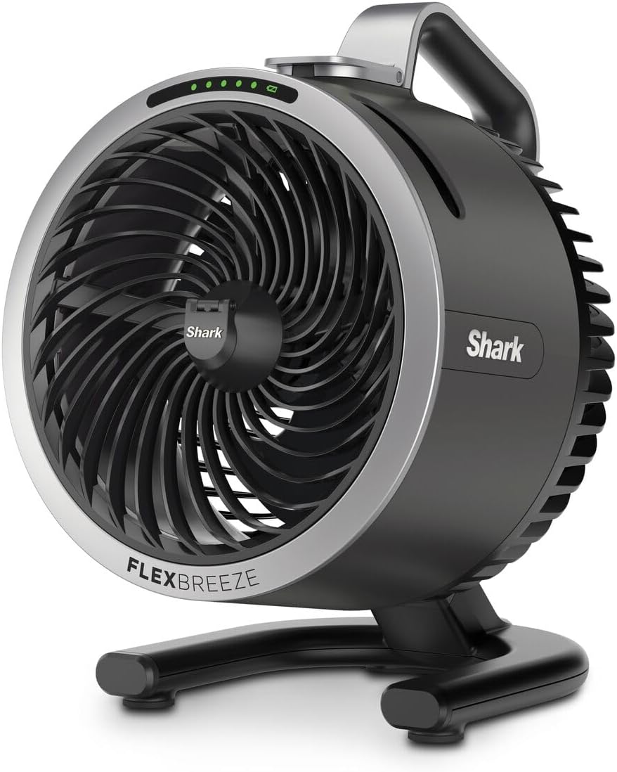 SHARK FlexBreeze HydroGo Krachtige draadloze ventilator met mist, binnen- en buitenkoeling, stil en duurzaam, compact en licht, luchtstroom tot 20 m, carbon FA050UK