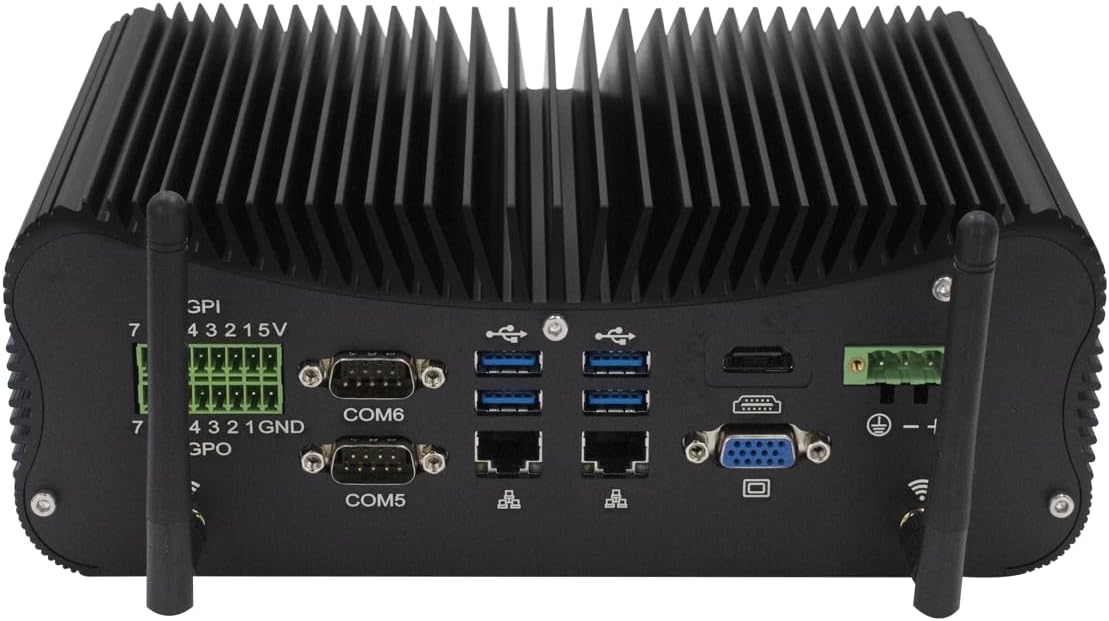 Industrial Mini PC i7, Industrial Computer Fanless Core i7 1165G7, Win 11pro, RS232/RS485 COM, 16Pin GPIO, 2.5G Lan, HD, VGA, Wifi, BT4.0, 9-36V, ATX/AT, 16GB RAM 512GB SSD - QUORE