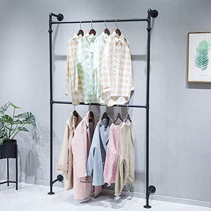 Moderne Eenvoudige Industriële Metalen Pijp Opknoping Staven Kleding Kledingstukrek, Retail Display Wandmontage Opslag Kleding Opknoping Plank (Goud)