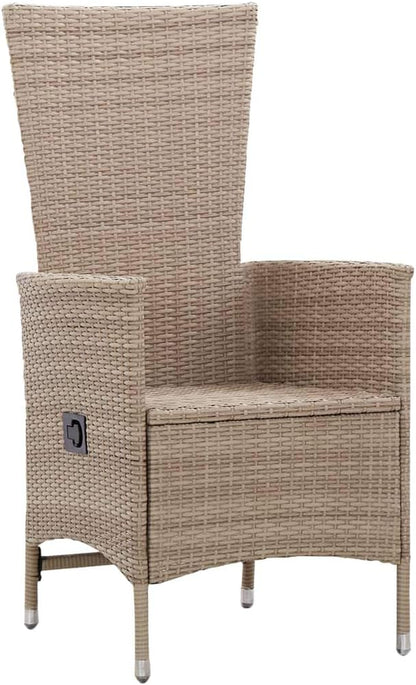 Set of 2 Garden Chairs Poly Rattan Beige Balcony Chair Adjustable Backrest Patio Chair Dining Chairs for Patio Garden Balcony - QUORE