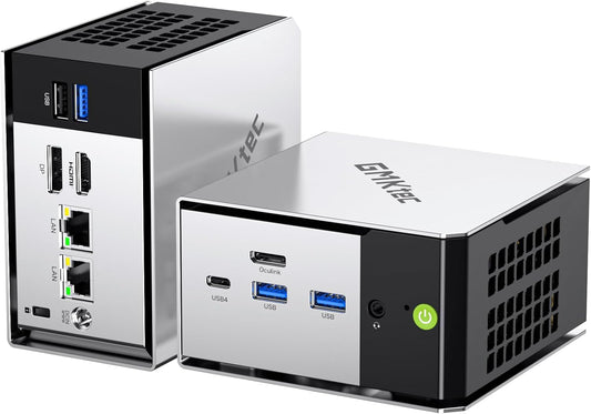 GMKtec Mini PC, M8 Desktop Computer AMD Ryzen 5 PRO 6650H (6C/12T 4.50Ghz) Dual NIC LAN 2.5GbE, 16GB LPDDR5 RAM + 512GB Hard Drive PCle SSD, Oculink, USB4, HDMI, USB-C