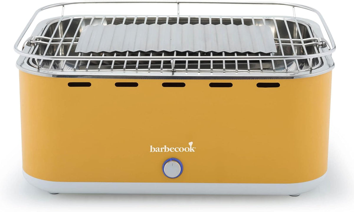 Barbecook tafel bbq Carlo houtskool barbecue met draagtas, geschikt voor 6 personen, Sunshine Yellow 44x33x21cm
