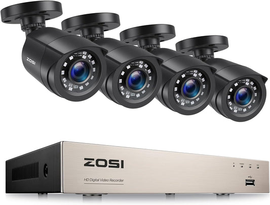 ZOSI 1080p Bewakingscamera Set voor Buiten, 8CH 5MP Lite DVR met 4 Outdoor 1080p Beveiligingscamera Systeem zonder Harde Schijf, 24m IR Nachtzicht, Bewegingsalarm