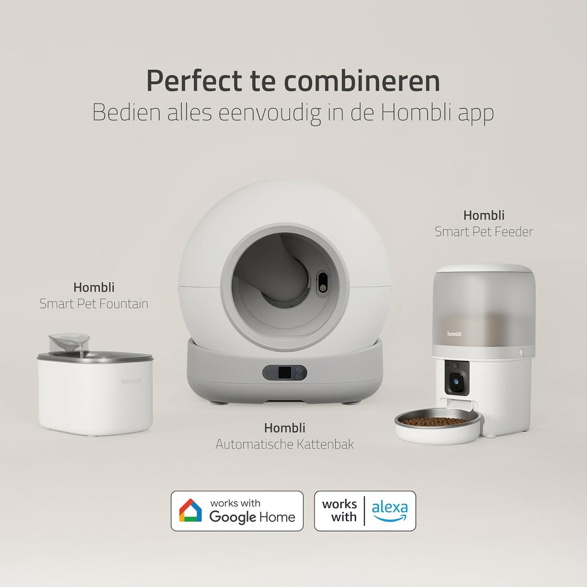 Hombli Slimme kattenbak met automatische zelfreiniging, uv-sterilisatie, gezondheidsbewaking, camera, compatibel met Alexa en Google