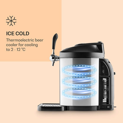 Klarstein Skal Universele biertapinstallatie, tapinstallatie met geïntegreerde bierkoeler, koeling tot 2-12 °C, 5 liter met koeling. Thermo-elektrisch koelsysteem, 38 dB, grijs zilver