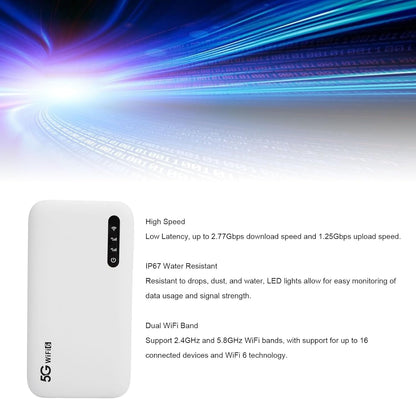 5G WiF 6 Mobiele Hotspot, Draagbare WiF-router met SIM-kaartsleuf, Draagbaar WiF-apparaat voor op Reis, 16 Aangesloten Apparaten, 5G Draadloze Modemrouter, 6100mAh Langdurige