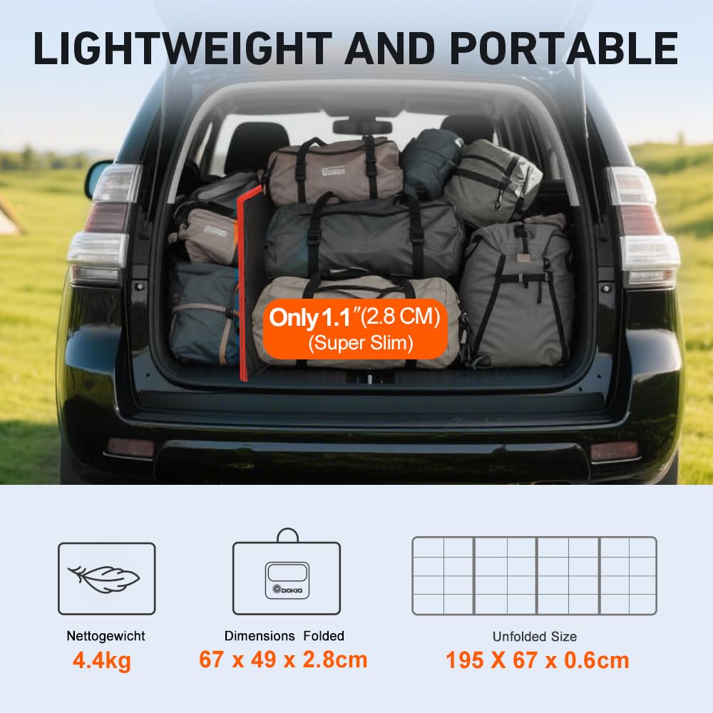 DOKIO 200W draagbare opvouwbare zonnelader Outdoor Travel oplaadbare opvouwbare tas met 20A-controller voor caravan camper camping Auto Boot Batterij opladen